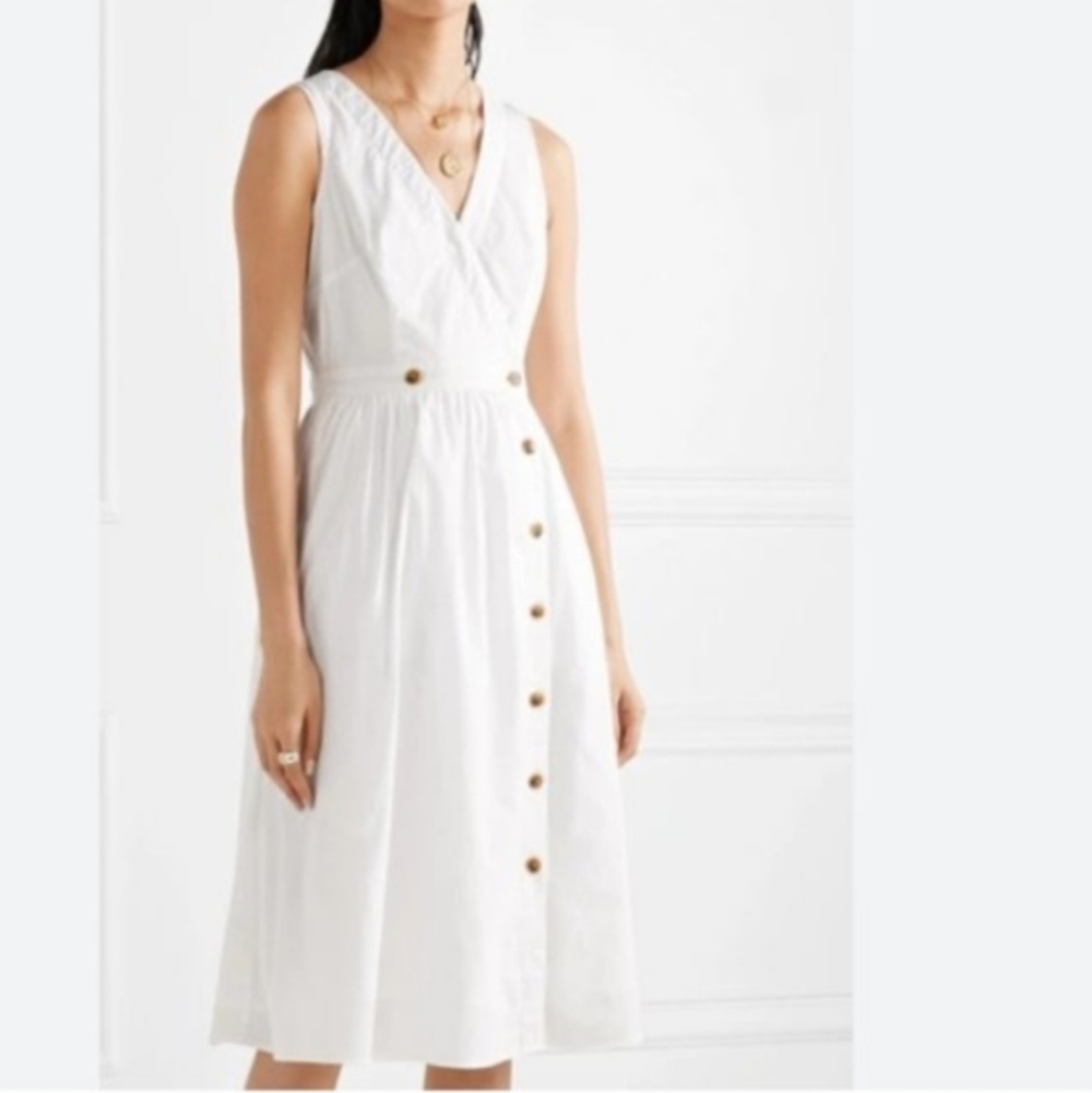 NWT J.Crew White Cotton Poplin Sleeveless Rosina Midi Dress Women's Size 16